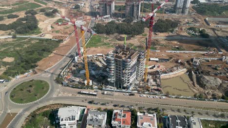 Desarrollo-Urbano--Ciudad-De-Bat-Yam--Israel--Desde-Una-Vista-De-Pájaro--Drone-4k-Video