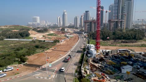Urban-development--City-of-Bat-Yam--Israel--from-a-birds-eye-view--drone-4K-video