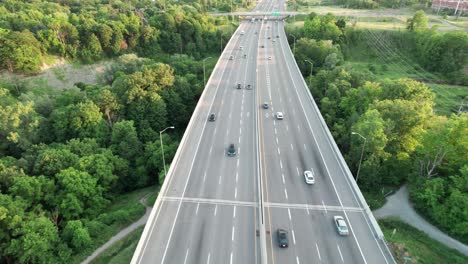 Push-Pan-of-Busy-Highway-in-Canada