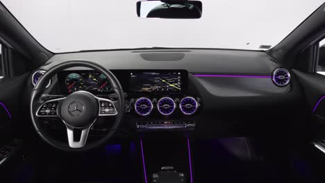 Dolly-forward-shot-of-the-luxury-interior-of-a-new-Mercedes-Benz-vehicle