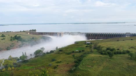 Drone-Shot-of-Vaaldam-Reservoir-South-Africa-Overflowing