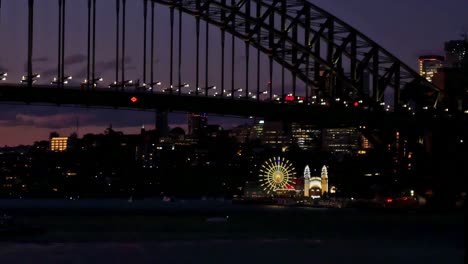 Malerischer-Hafen-Von-Sydney-Bei-Einbruch-Der-Dunkelheit