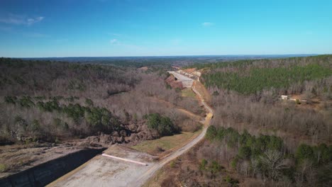 Aerial-of-the-Birmingham-Northern-Beltline,-an-abandoned-highway-project-which-recently-received-approval-of-funds-towards-construction-completion