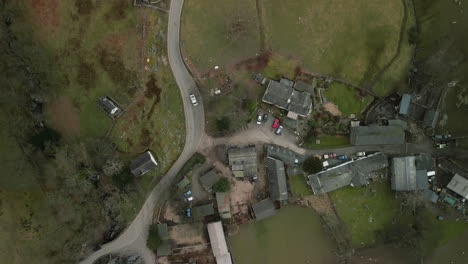Flying-over-quaint-English-Village-of-Buttermere-in-English-Lake-District-UK