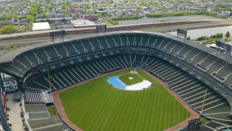 Drone-Orbiting-Above-Guaranteed-Rate-Field-in-Chicago,-Illinois