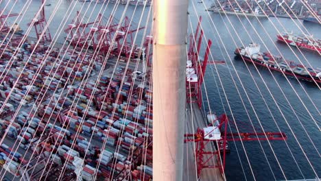 Hong-Kong-Bay-Stonecutters-Bridge-Und-Handelshafen,-Luftbild