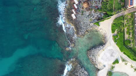 Eine-Luftaufnahme-Des-Strandes-Der-Riviera-Maya-Und-Seiner-Küsten