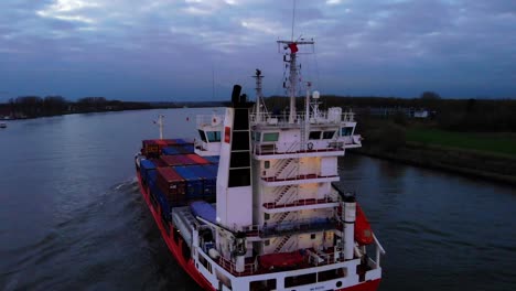 A2B-Ambition-Cargo-Ship-Going-Past-On-Oude-Maas-In-Evening