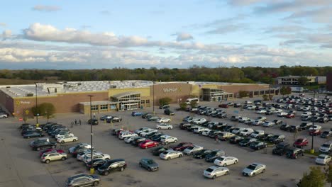 Low-Aerial-Establishing-Shot-of-Walmart-Supercenter-in-American-Town