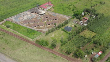 Aerial-view-of-luxury-hotel-construction-site-in-Loitokitok,-Kenya