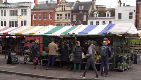 Ein-Blumenmarktstand-Ist-Während-Des-Valentinstags-Auf-Dem-Cambridge-Market-Beschäftigt