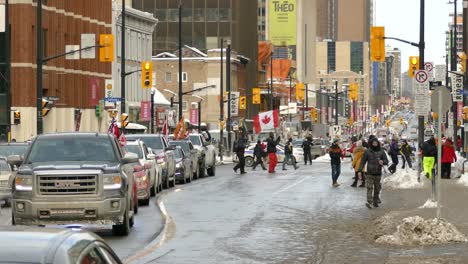 Protesta-Del-Convoy-De-La-Libertad-En-Ottawa,-Canadá.