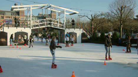 Ice-skating-in-Amsterdam-during-winter