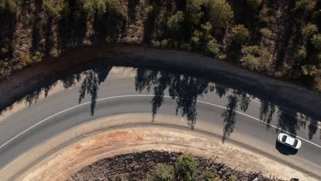 Topdown-view-of-the-car-passing-by-taken-by-drone