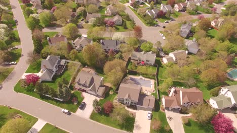 A-drone-shot-of-a-suburban-neighborhood-in-the-Midwest
