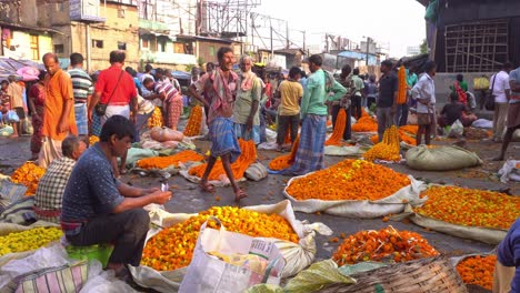 The-collected-marigold-flowers-are-brought-to-the-market-for-sale