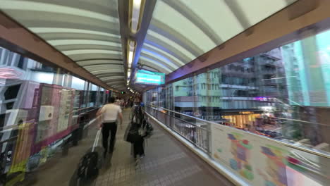 Hyperlapse-along-Central-Mid-Levels-Escalator-and-Walkway-System,-Hong-Kong