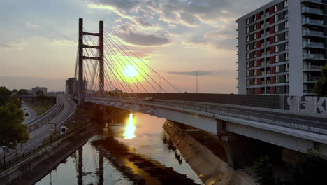 Ciurel-brücke-überführung-Hängebrücke-Luftbild,-Bukarest-Rumänien