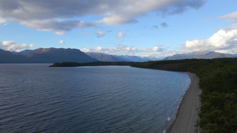 Wide-aerial-view-of-wave-ripples-in-the-water-of-Lake-Te-Anau-in-New-Zealand