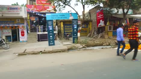 Driving-Along-the-Urban-Roads-of-India-with-People-and-Traffic-Outside