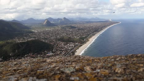 Panoramic-view-of-the-coastal-city-of-Marica,-Rio-de-Janeiro,-Brazil,-facing-the-Atlantic-Ocean