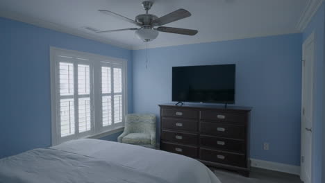 POV-entering-cozy-minimalistic-bedroom-gimbal-shot