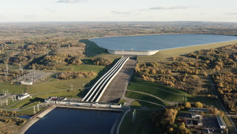 Aerial-view-of-Kruonis-Pumped-Storage-Plant-located-in-Lithuania,-Baltic-States,-Europe
