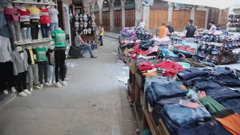 Traders-And-Shops-Selling-Garments-At-The-Old-Market-In-Tripoli,-Lebanon