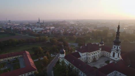 Aerial-view-of-Olomouc-city,-Klášter-Hradisko