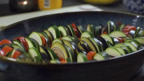 Close-up-panning-over-food