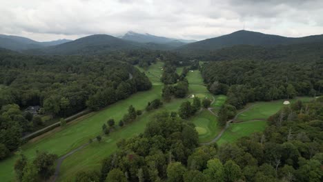 aerial-push-into-linville-golf-club-course-in-linville-nc,-north-carolina