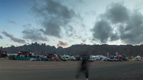 Crazy-activity-at-the-2022-dakar-rally-camp-seen-from-a-timelapse-point-of-view