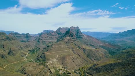 Mountains-In-The-Canary-Islands---Aerial-Shot-Of-Gran-Canaria-With-Blue-Sky