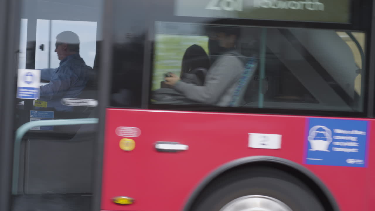 Red English Public Bus Number 281 Driving To Tolworth In London Streets ...