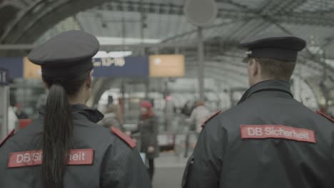 Sicherheitsbeamte-Der-Deutschen-Bahn-Patrouillieren-Auf-Dem-Bahnsteig-Im-Berliner-Hauptbahnhof