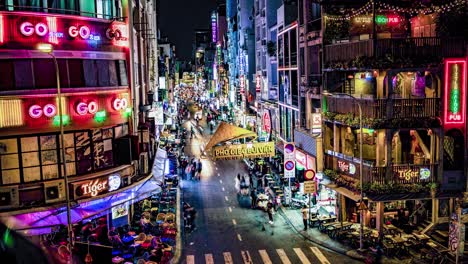 Night-Busy-party-street-in-Saigon-Vietnam