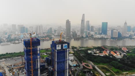 Flight-over-Empire-City-new-development-in-Thu-Thiem,-Ho-Chi-Minh-City