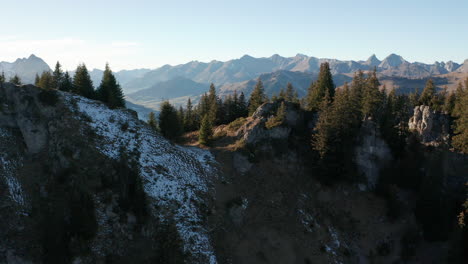 Ausleger-Auf-Dem-Berggipfel-Mit-Blick-Auf-Ein-Wunderschönes-Grünes-Tal