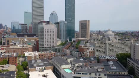 Aerial-Sliding-Shot-with-Boston-Skyscrapers-in-Background
