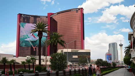 Cityscape-day-shot-of-Resorts-World-and-Downtown-Las-Vegas