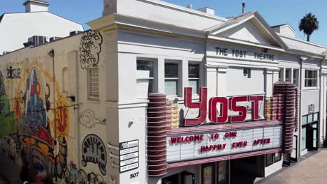 Aerial-capture-of-the-Yost-Theater-venue-for-shows-and-events-in-Santa-Ana,-California