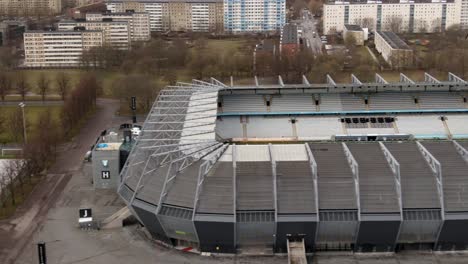 Aerial-View-Over-Eleda-Stadium,-Malmo-FF-Football-Ground,-Sweden