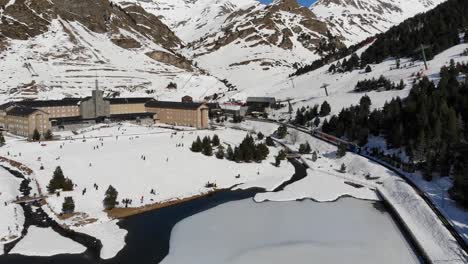 Aerial:-rack-railway-arriving-at-the-summit-station-in-the-shrine