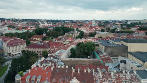 AERIAL:-Vilnius-City-Old-Town-Panorama-on-a-Blue-Hour-Summer-Evening