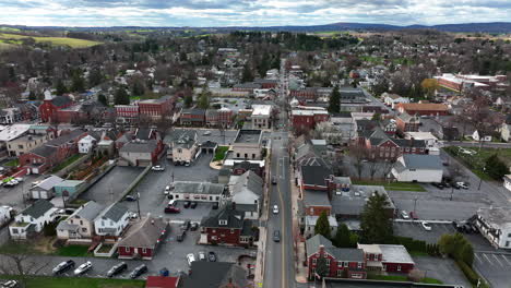 Wide-high-aerial-of-homes-in-small-town-America
