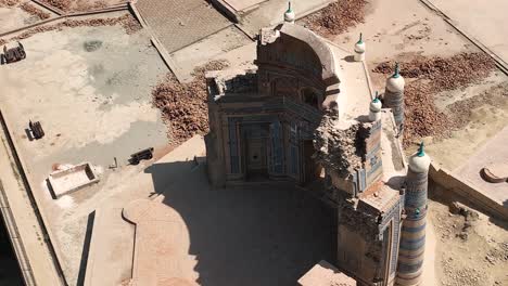 Aerial-View-Of-Remains-Of-Baha'al-Halim-Tomb-In-Northwest-Corner-Of-Uch-Sharif-In-Punjab