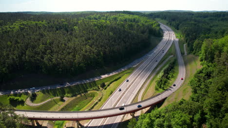 Scenic-Aerial-View-Of-Highway-With-Overpass