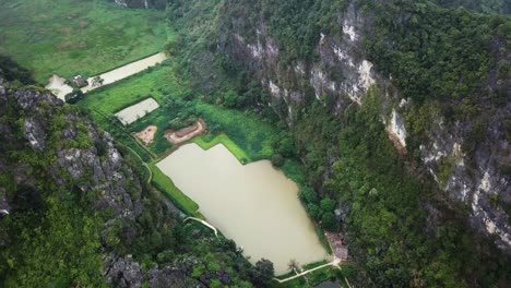 Tam-Coc-Luftaufnahmen-Von-Wasserbedeckten-Reisfeldern