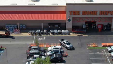 Front-of-Home-Depot-aerial-over-parking-lot-during-the-day