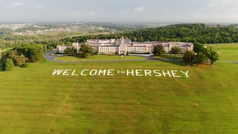 Welcome-to-Hershey-message-in-lawn-at-Hershey-High-School